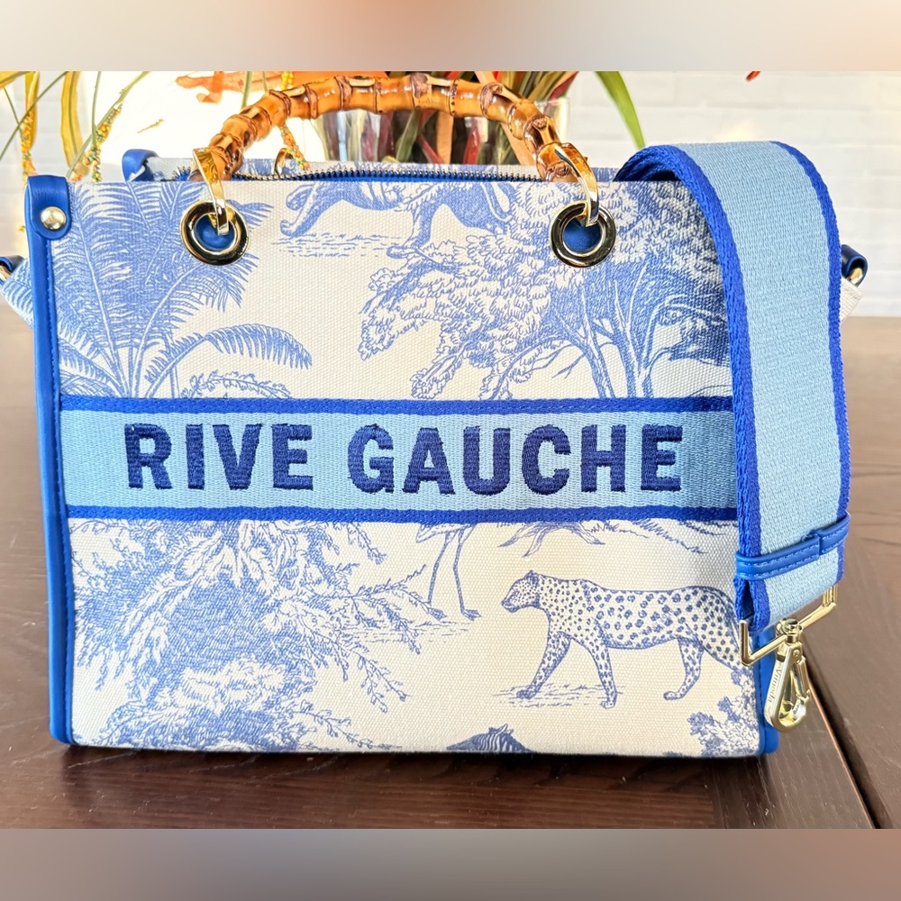 Blue and Cream Women's Bag